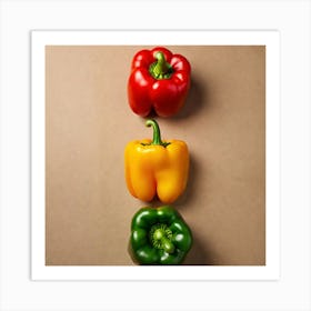 Three Peppers In A Row Art Print