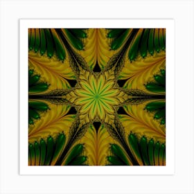 Abstract Flower Artwork Art Green Yellow Art Print