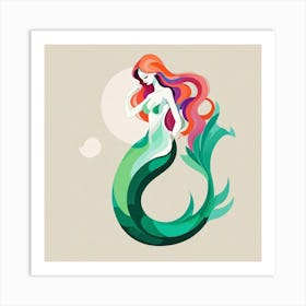 Abstract modernist Mermaid Art Print