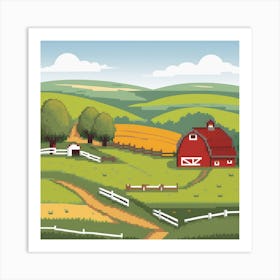 Pixelated Farm Art Print