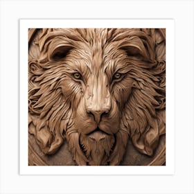 Lion Head Carving Art Print