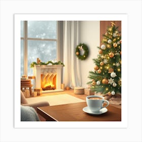 Christmas In The Living Room Art Print