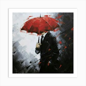 Man With Red Umbrella 4 Art Print