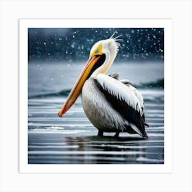 Pelican sitting in water Art Print