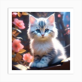 Little Kitten With Blue Eyes Art Print