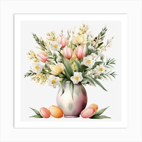 Easter Flowers In A Vase 3 Art Print