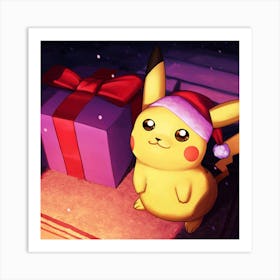 Christmas Pikachu 2 Art Print