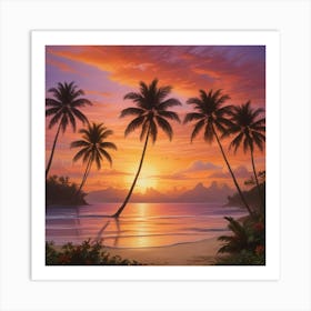 Sunset At The Beach 29 Art Print