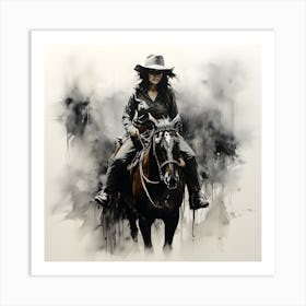 Cowgirl On Horseback 1 Art Print