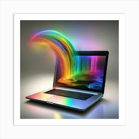 Rainbow Laptop Art Print