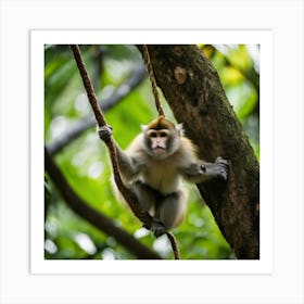 Monkey On A Tree Art Print