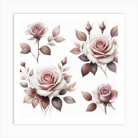 Mauve Roses 3 Art Print