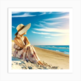 Woman On The Beach Art Print