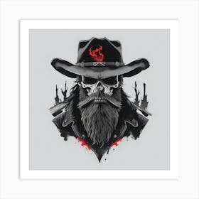 Skeleton In Cowboy Hat Art Print