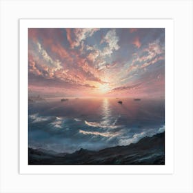 Sunset Over The Ocean Art Print