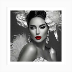 Black And White Portrait Of A Woman 3 Art Print