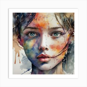 Watercolor Portrait Of A Girl 5 Art Print