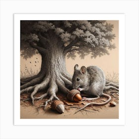 Mouse And Acorns Art Print