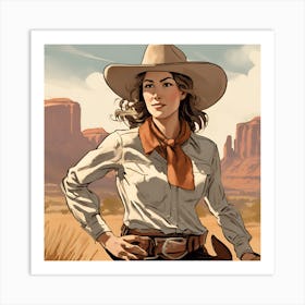 Cowgirl On Horse Vintage Poster 30 Art Print