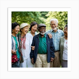 Happy Seniors In The Park 1 Art Print