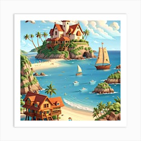 Cartoon Island Art Print