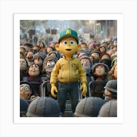 Crowd Of Cartoon Characters Art Print