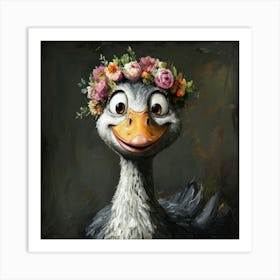 Duck With Flower Crown 2 Affiche