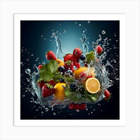 Fruit Splashing Water 1 Art Print