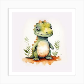 Cute Dinosaur Watercolor Painting Art Print