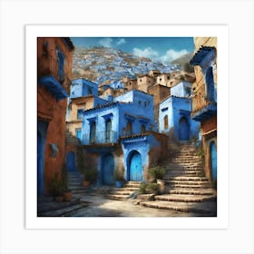 Blue City Of Chefchaouen 1 Art Print