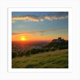 Sunset Over Castle - Castle Stock Videos & Royalty-Free Footage Art Print