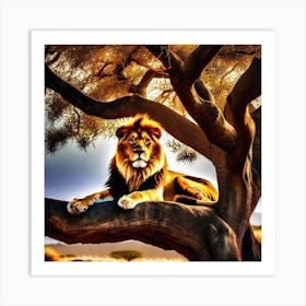 Lion In The Tree 11 Art Print