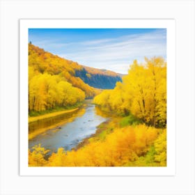 River Valley On Nature Background Art Print