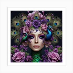 Peacock Woman Art Print