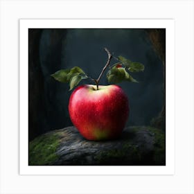 Red Apple In The Forest Art Print