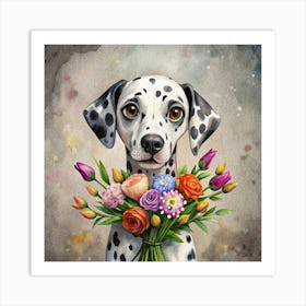 Hand Painted Dalmatian Portrait Dalmatian Puppy Portrait Art Print