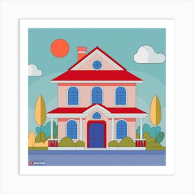 Cartoon House Vector Illustration Art Print