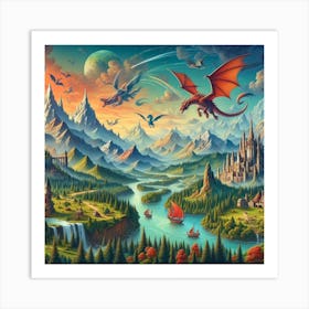 Dragons In The Sky Art Print
