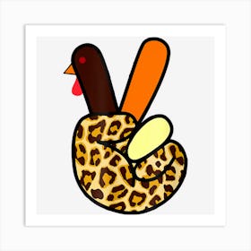 Asl Turkey Hand Peace Sign Leopard Thanksgiving Peace Love Art Print