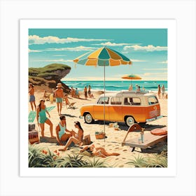 1960s Beach Scene Art Print