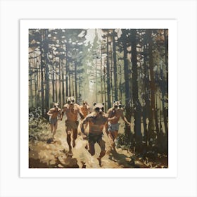 Men Running Redwoods 3 Fy S Art Print