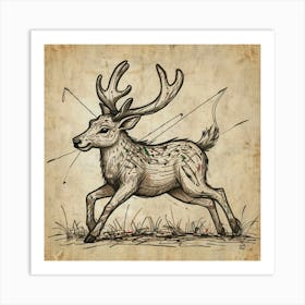 Deer With Arrows Art Print