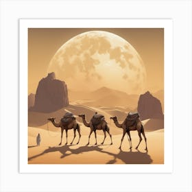 Camels In The Desert Art Print