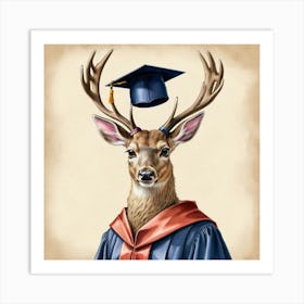 Graduation Deer 4 Art Print