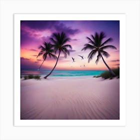 Pink and Turquoise Beach Art Print