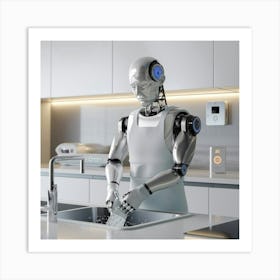 A 3d Render Of A Smart Robot Washing Dis Rmwocxgatnukgl5cxpdsia Ml98uj7or86dpg5mzyy6yw Art Print