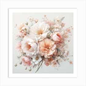 Peach And White Flowers Art Print