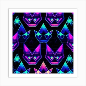 Neon Cats Art Print