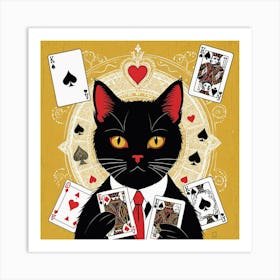 Black Cat Playing Cards 2 Art Print