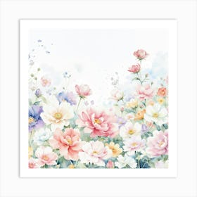 Watercolor Flowers Background 2 Art Print